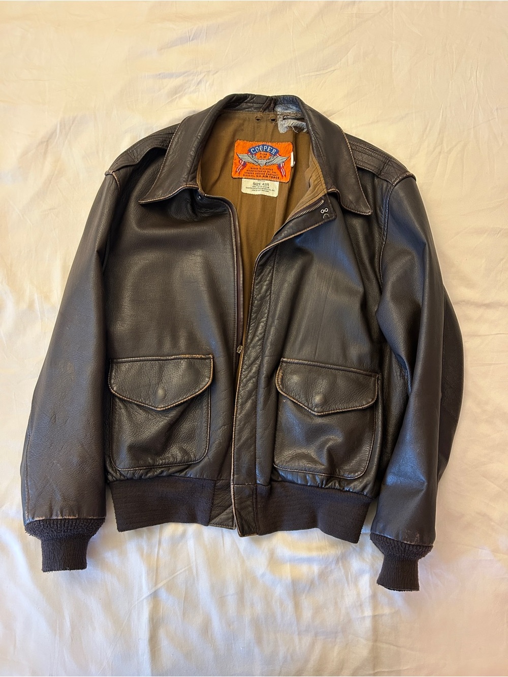 Cooper Goatskin Leather Bomber Jacket Military USAF